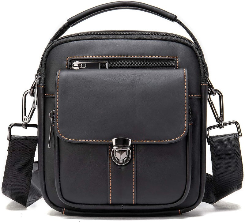 NIUCUNZH Man Purses and Bags Small, Mini Genuine Leather Messenger and Shoulder Bag for Men with lots of Zipper Pockets | Small, Mini, for Men - Image 1